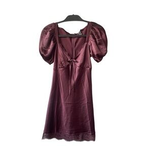 F21 Satin + Lace Plum‎ Mini Dress size M